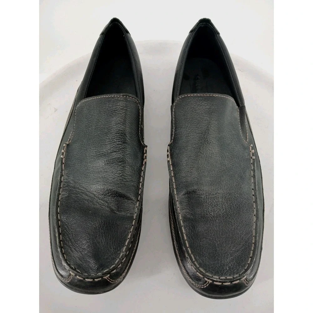 Cole Haan Venetian Driving Loafers Men's Size 14M Black Leather Moc-Toe Shoes C1